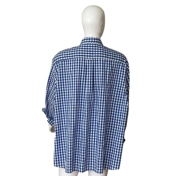 Saddlebred Blue and White Checkered Casual Button Down Shirt - Picture 4 of 5